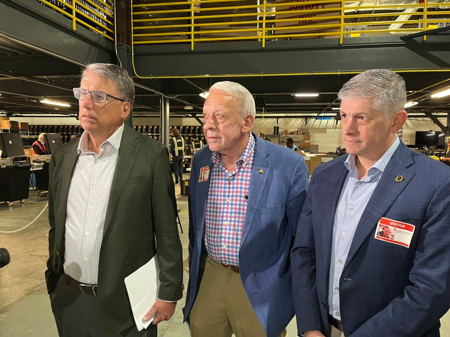 Pat McCrory, Donnie Harrison and James Hardaway tour the Wake County Board of Elections headquarters.