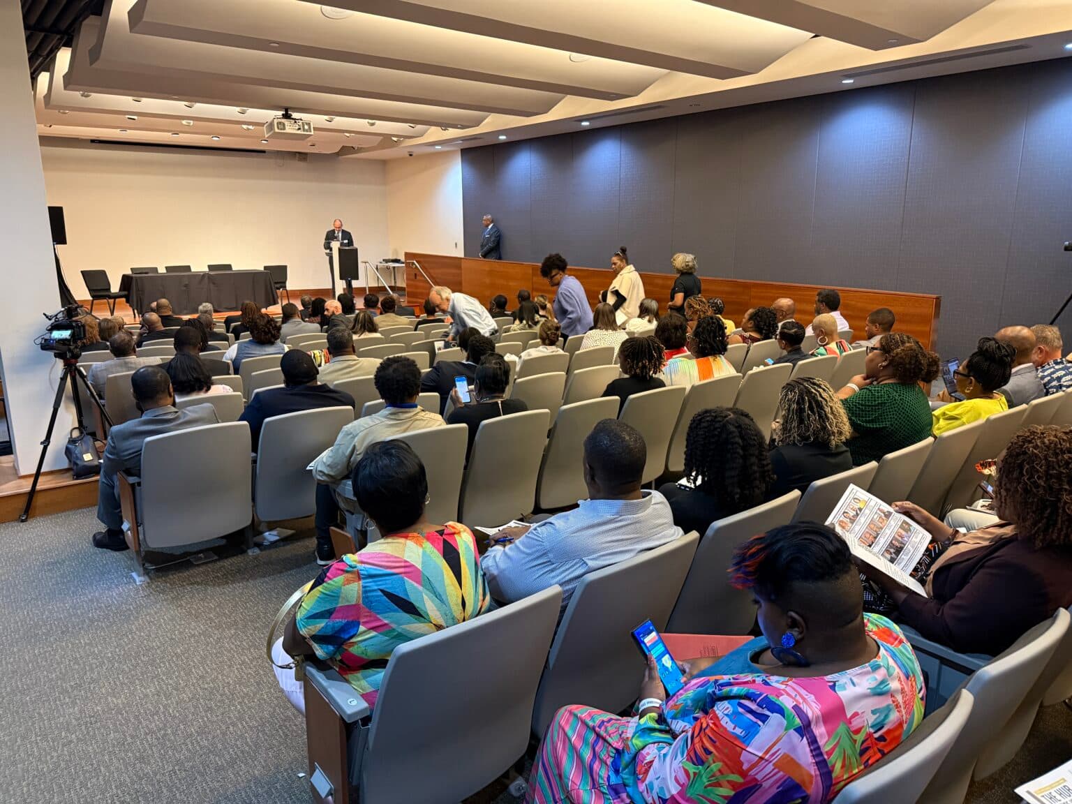 Business leaders and advocates attend a town hall at the International Civil Rights Center and Museum in Greensboro.