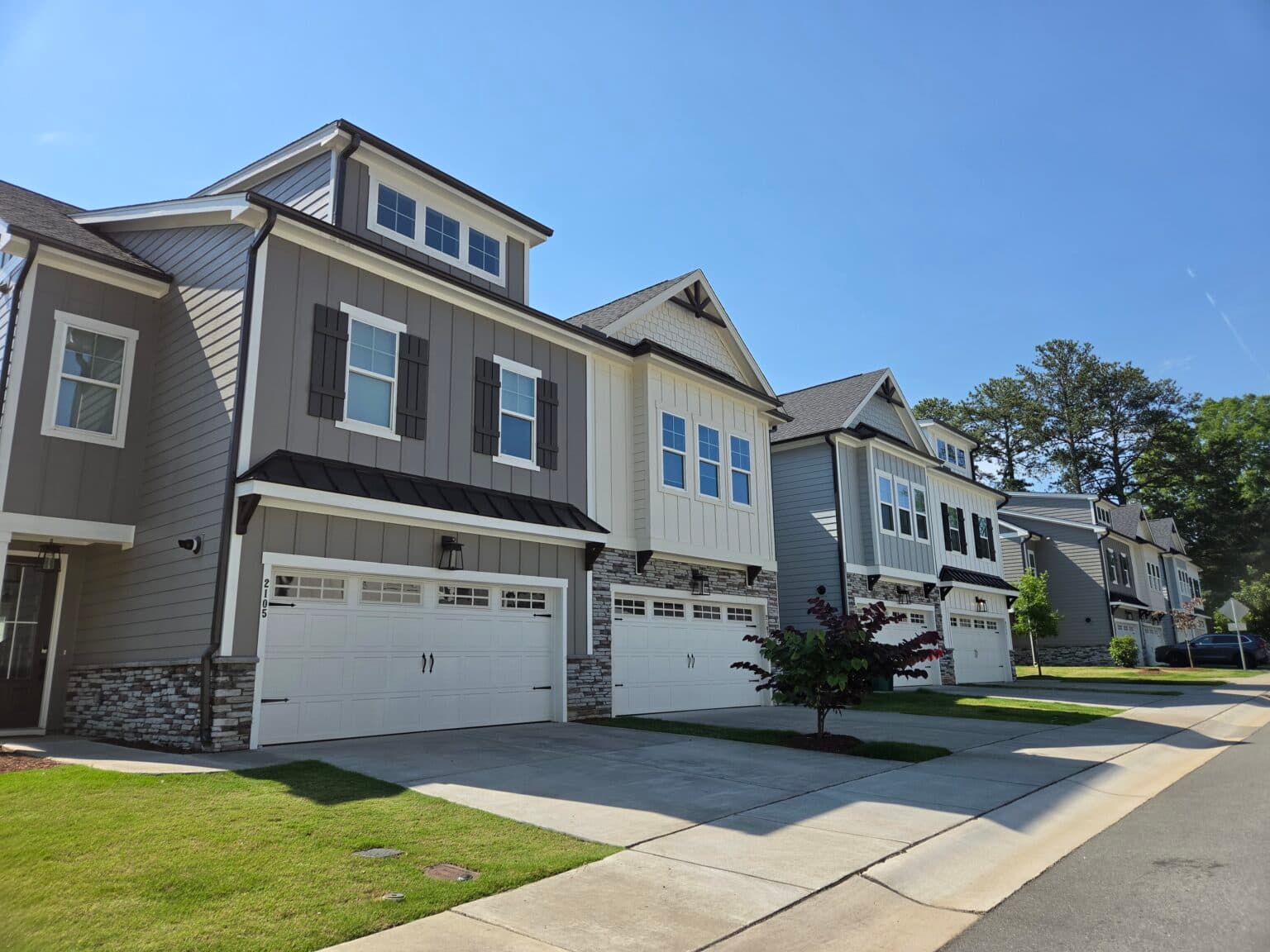 Townhomes along a residential street.